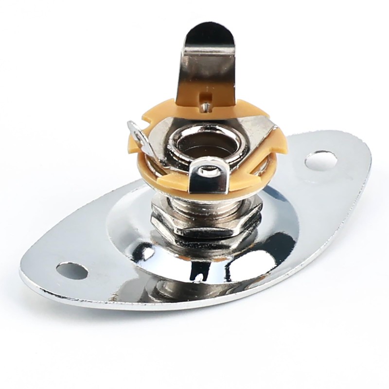 OVSAL 1/4" Guitar Output Jack Socket, Steel Input Jack（Chrome）
