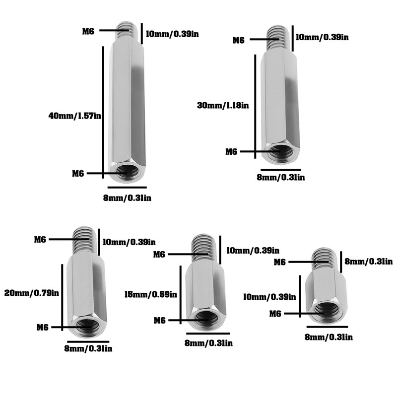 EMSea 10Pcs Single Head Stud Male-Female Hex Standoff Screws M6