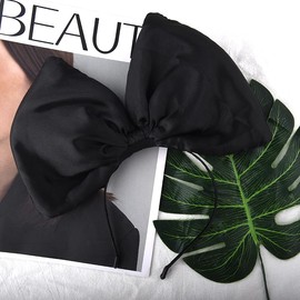 Black Christmas Bowknot Bow Headband for Women Girls Big Bow Hariband for Xmas Hair Accessories Black Hair Bow for Birthday Christmas Hair Band for Girls Bow Knot Head Band Black Bow Headpiece