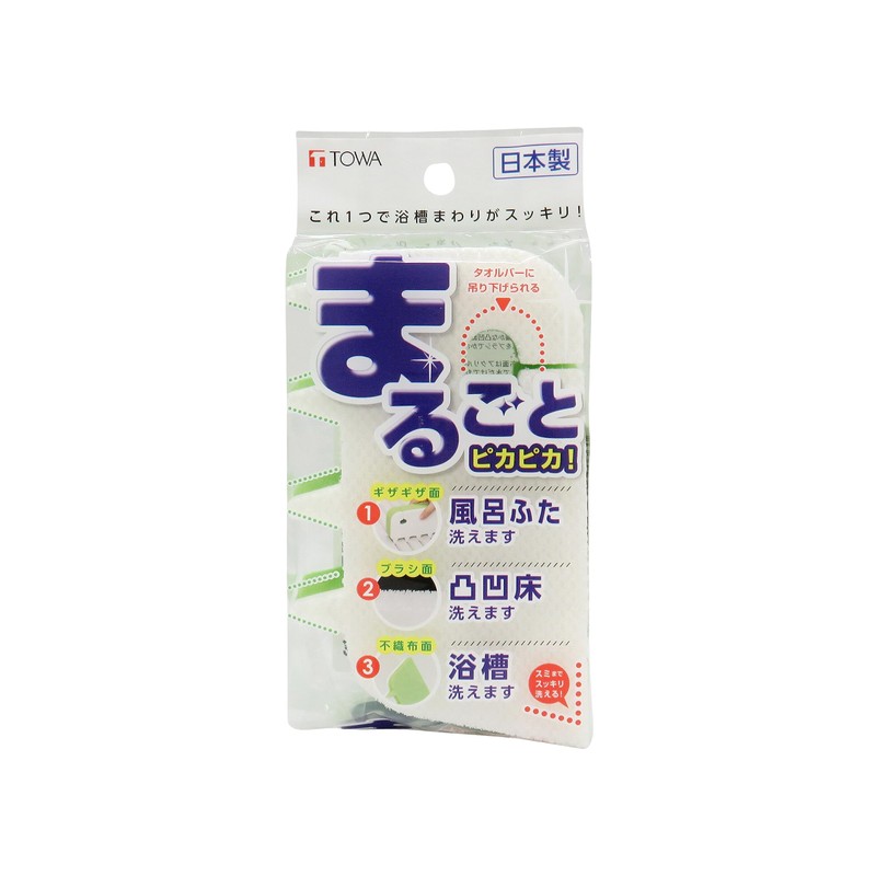 Towa Sangyo Bathroom Cleaning Sponge, Green, Approx. 6.2 x 3.7