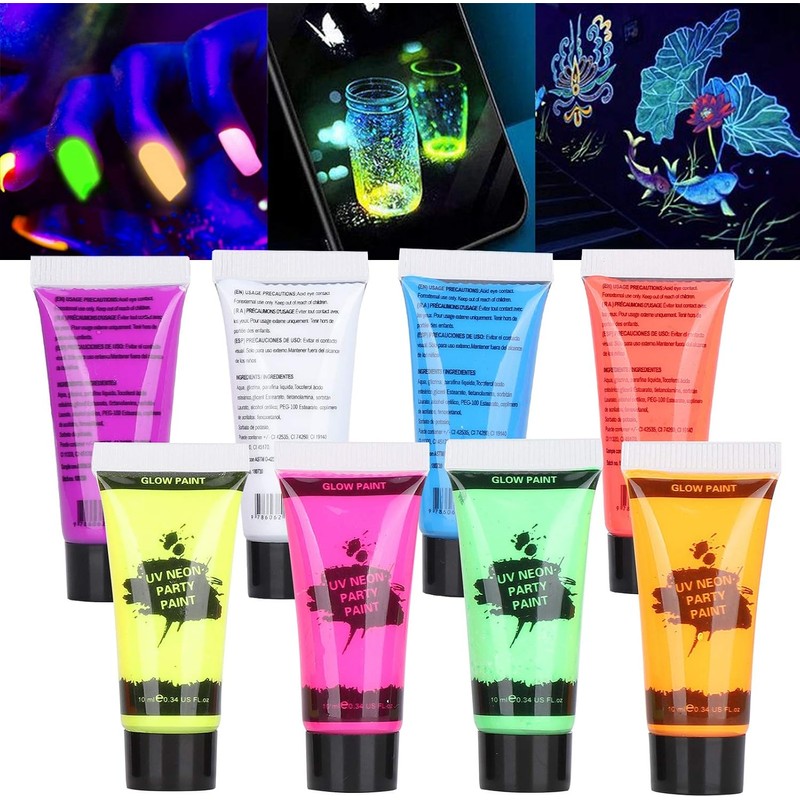 Juego de Pintura Corporal con Luz Negra de 10ml, Maquillaje