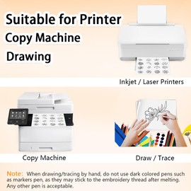 Jecqbor Water Soluble Stabilizer for Embroidery Printable 12PCS 8.5''x 11'' Stick and Stitch Embroidery Paper Wash Away,Dissolvable Backing for Hand or Machine Sewing Supplies