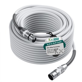 Premium XLR Microphone Cable - 100 Feet, Heavy Duty 22AWG OFC XLR Male to Female Cord, 3-Pin Shielded Mic Speaker Cable, Zinc Alloy Connectors, Metal Spring SR, White