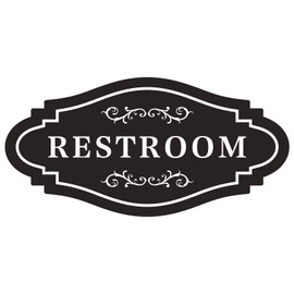 FXRN Restroom Sign,restroom signs for business,restroom sign for home,unisex bathroom sign or Bathroom signs for door, 4 x 8 inch-Easy Installation Without Any Tools.（ RESTROOM-1)