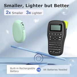 SUPVAN E10 - Etiquetadora Bluetooth con 3 cintas, etiqueta impermeable continua sin tinta, aplicación con 35 fuentes, más de 1000 íconos, organización
