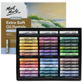 Mont Marte Extra Soft Oil Pastels Natural Hues Premium 39pc, Assorted Natural Oil Pastel Colors, Vibrant, Buttery, Versatile Art Pastels for Blending, layering & Shading, Coloring and Sketching