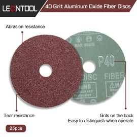 LEONTOOL Aluminum Oxide Resin Fiber 25pcs 4-Inch Resin Fiber Sanding Discs Center Hole 40 Grit Sanding Disc for Angle Grinders