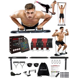 HOTWAVE 20 in 1 Push Up Board with 16 Gym Accessories.Pushups Bar with Resistance Bands,Portable Home Workout Equipment,Strength Training for Men and Women