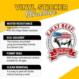 (3 Pcs) Eat Beef The West WASN’t Won On Salad Sticker – Funny Cowboy and Rancher Meat Humor for Grill Lovers, Farmers, and Western Lifestyle Fans for Laptop Water Bottle Tumbler Gifts 3"x3"