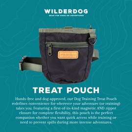 Wilderdog Dog Training Treat Pouch with Magnetic and Zipper Closure, Carabiner Attached, Adjustable Waist Strap - Black