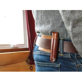 Oopsmark's Leather Belt Sheath and Case for Knives Designed in Opinel France - Pocket Knife Holder for Camping, Hunting, Fishing, and Picnics (#9 - Tan)