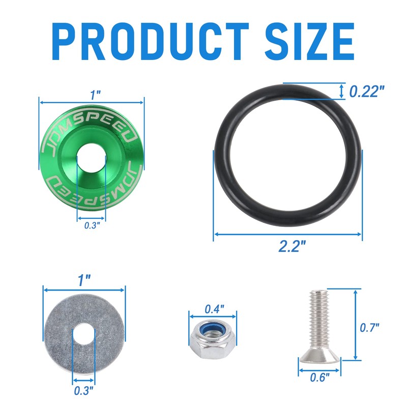 JDMSPEED Green Universal CNC Billet Bumper Trunk Quick Release Fastener