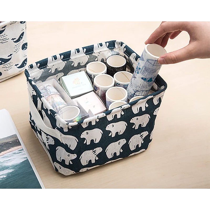 Lawei 9 Pack Mini Canvas Storage Bins - Collapsible Canvas