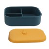 Silicone Bento Lunch Box Rectangle Leakproof 3 Compartment Divided Food