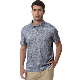 ChicCharm Men's Printed Golf Polo Shirts Summer Lightweight Short Sleeve Quick Dry Polyester Pique Polo Shirts Y-Grey S