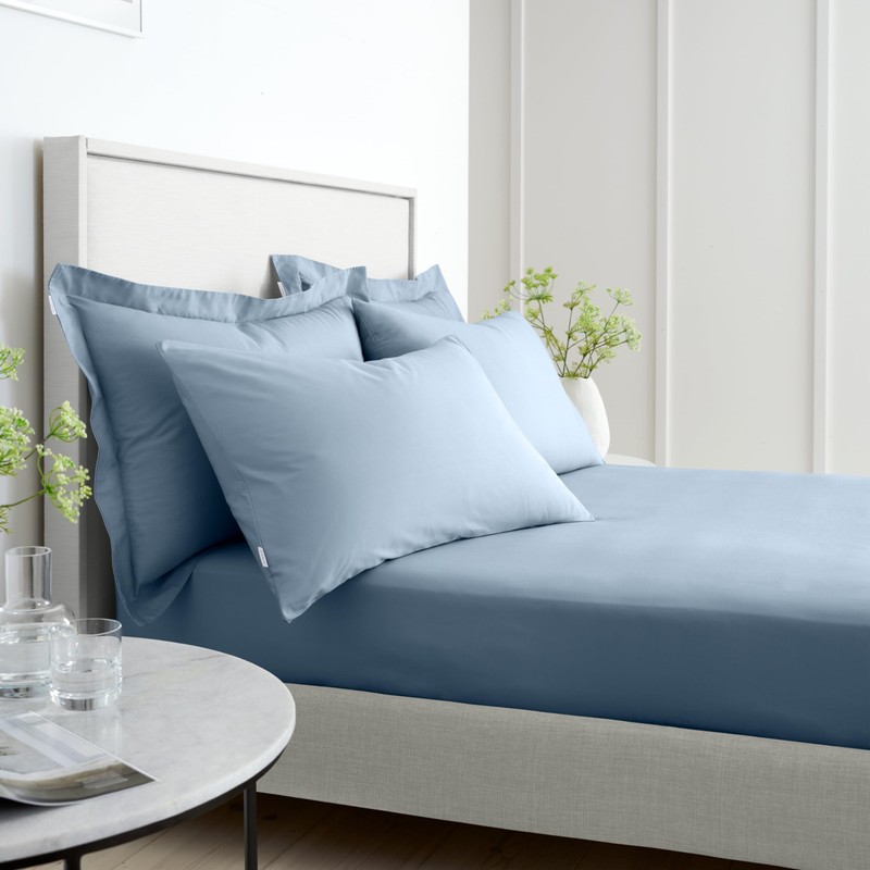 Bianca 200 Thread Count Cotton Percale Standard Pillowcase Pair Blue