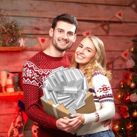 Silver Large Pull Bows 12 inch Big Christmas Gift Bow for Present Car Bows for Gift Wrapping Giant Ribbon Gift Bow for Present Bike Appliances Table Flower Wedding Birthday Graduation Party Decorations