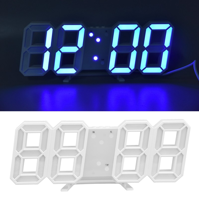 Digital Wall Clock Modern Design Temperature Display Alarm Function Sound
