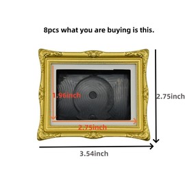 Small Fridge Refrigerator Magnets Picture Frames, Vintage Style Open the Back Cover and Directly Insert For Photos, Paintings, DIY Specimens, Etc. It Can Placed On the Table,Stuck on Fridge (golden)