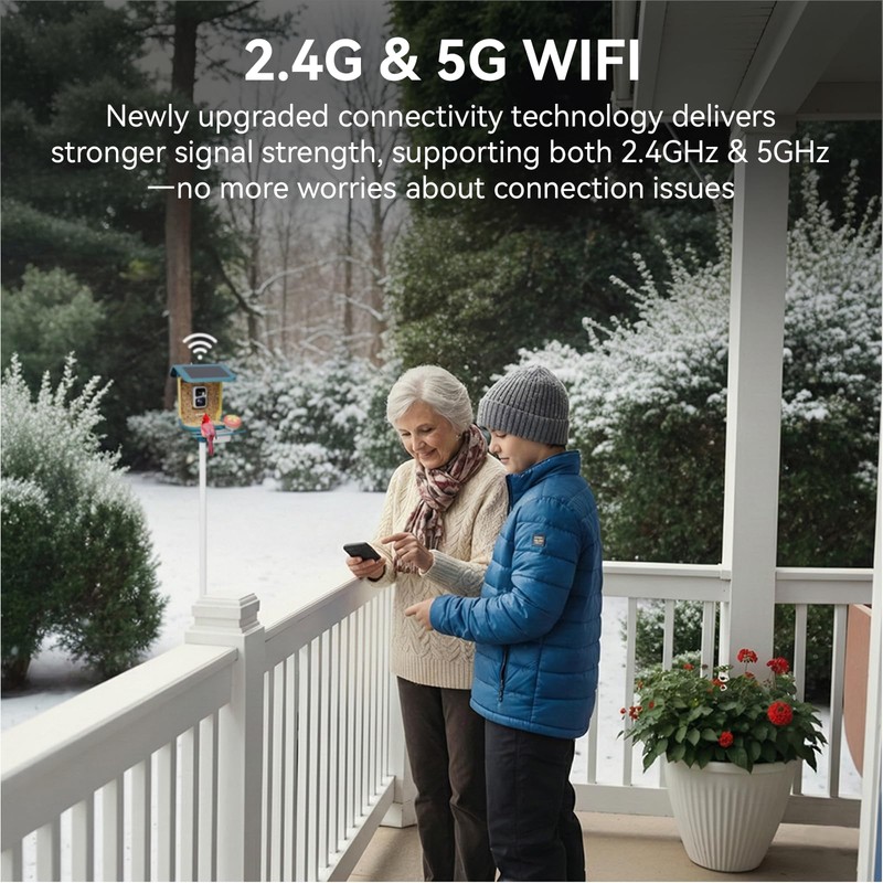 Bird Feeder with Camera, Support 2.4GHz/5GHz, 2K Live Steam for
