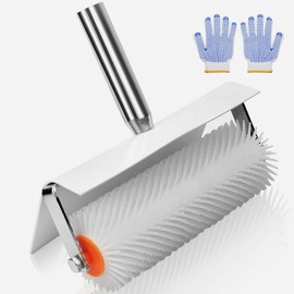 25 cm bleed roller spiked roller compensating compound, with splash guard and handle holder, bleeding roller with 20 mm spikes, compensation mass tool