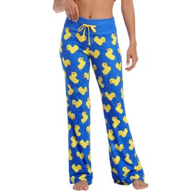HDE Pantalones de pijama para mujer, pierna ancha, ropa de dormir, casual, sueltos, pantalones de pijama, Ducks, 2X