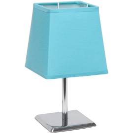 Simple Designs Mini Chrome Table Lamp with Squared Empire Fabric Shade