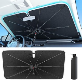 Wigoo 2024 Ice-Shield Sun Shade for Car Windshield [100% Sun Block, 4-Gen Cooling Tech] Heat Insulation Protection, Portable Front Window Sunshade for SUVs/Pickups/Sedans, Universal Size 57"x32"