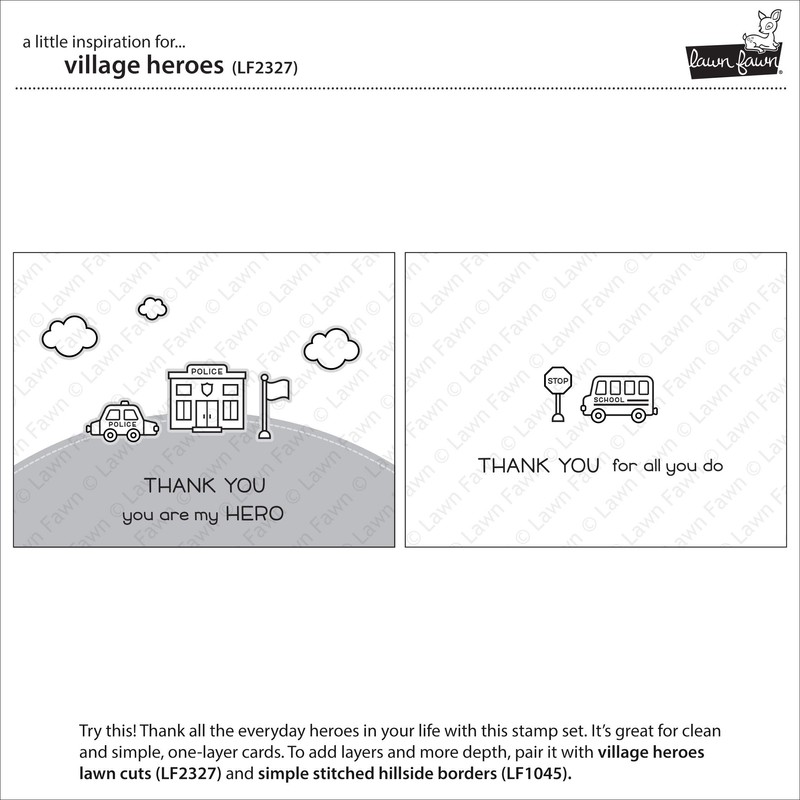 Lawn Fawn LF2327 Village Heroes 4x6 Clear Stamp Set