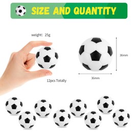 Pack of 12 Football Balls, Table Football Balls, Replacement Balls for Adults and Children Football Table Game (32 mm, Black White)
