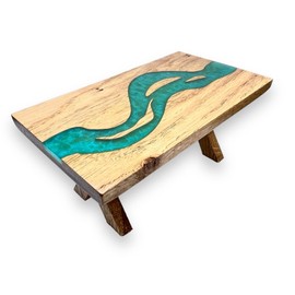 Melody Jane Dolls House River Table Solid Ash Wood Custom Turquoise Resin Dining Furniture