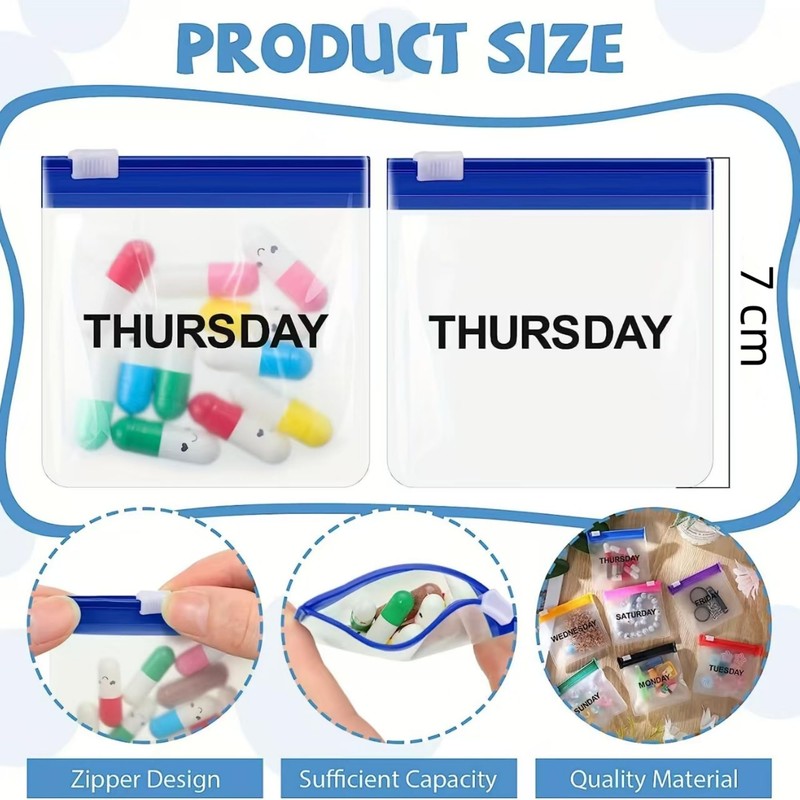 XFJSAK 29-Piece Zipper Pill Pouch Set - Reusable Clear Plastic
