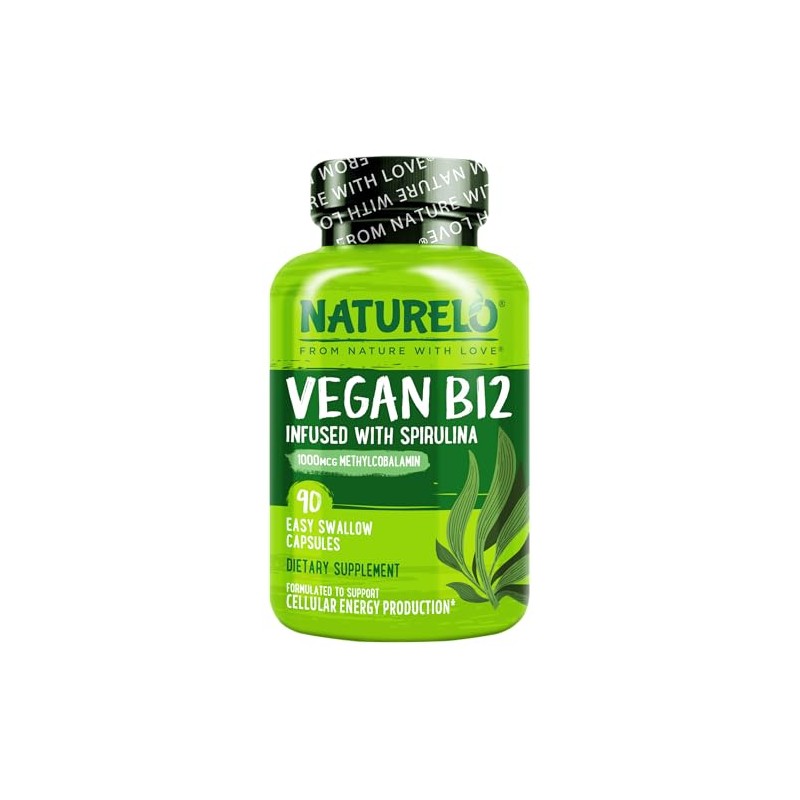 NATURELO Vitamin B12 with Spirulina | 90 Capsules | 3