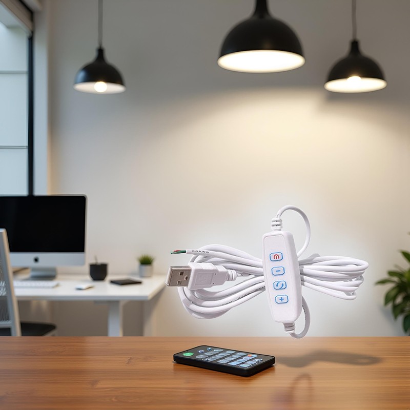 White DC5V USB LED Dimmer Extension Cable with On/Off Switch