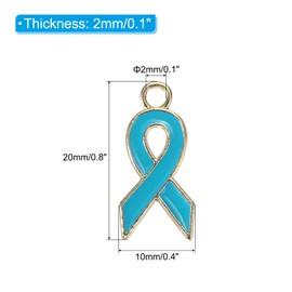 PATIKIL 30 Pcs Ribbon Pendant Charm, Alloy Awareness Ribbon Pendants Hope Lapel Pins Bulk for DIY Jewelry Charity Recognition Fundraiser, Blue