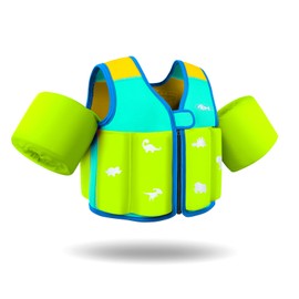 Toddler Swim Vest for Kids, Toddler Pool Floaties, 20-50lbs, Age 2-9Y, Comfortable Extended Wear Kids Floaties with Bright, Colorful Design and Unpadded Sides for Arm Comfort, Blue