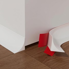 118'' Flexible Quarter Round Molding - Self Adhesive Corner Trim for Wall Floor Edge, Peel and Stick Shoe Molding Baseboard, Bendable Rubber Trim for Stair, Countertop, Backsplash, Bathroom