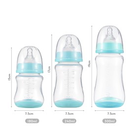 Baby Bottles with Silicone Nipple & Storage Cover Breastfeeding Bottles for Baby Food Grade PP Milk Storage Bottles 240ml Capacity Baby Feeding Bottles Baby Essentials, Green & Pack of 6