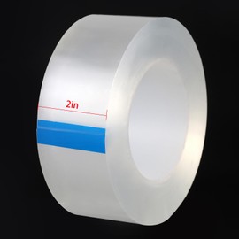 ZZJMCH Transparent Weather Sealing Tape, Clear Draft Isolation Film Tape for Door Draft Stopper, Adhesive Tape for Doors, Windows and Shower Glass Gaps - No Residue (2 Inch x 66Ft)
