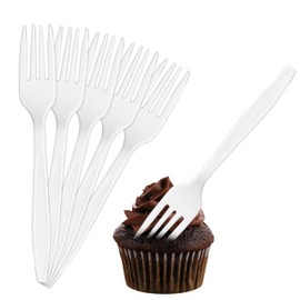 Concession Essentials 7.25" Heavy Weight Plastic white Forks- Pack of 100ct