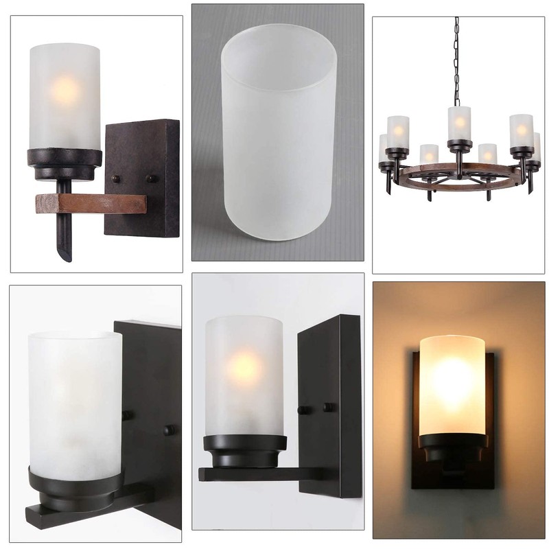 Frosted Glass Lamp Shade Replacement with 1-5/8-inches Fitter Opening for