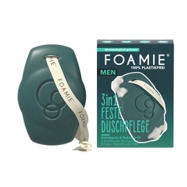 Foamie Men 3-in-1 Solid Shower Care Back to the Roots | For Body, Face & Hair | With Babassu & Eucalyptus Oil | pH Skin Neutral | Vegan & Plastic Free | 80 g