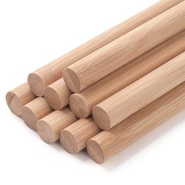 Wooden Dowel Rods Wood Dowels for Crafting, 10PCS 1/2 x 15 Natural Round Bamboo Craft Sticks Macrame Dowel, Unfinished Hardwood Sticks for Crafts, Wedding Ribbon Wands, Arts and DIYers