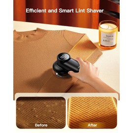 coldSky Rechargeable Fabric Shaver, Lint Shaver with Digital Display, Sweater Shaver with 6-Leaf Blades and Safety Lock, 3-Speeds Defuzzer Remove Fuzz, Pills from Clothes, Furniture, Sofa, Blanket