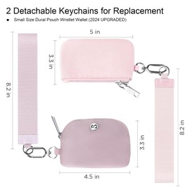 Babysun Mini Zip Around Dual Pouch Wristlet With 2 Straps Wristlet Keychain Wallet for Women Coin Purse Small Cute for Teen Girl