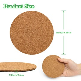 Coitak 6 Pieces Cork Mat for Plants, Round Cork Plant Coasters Mats for Garden, Courtyard, Pot Mat, Indoor Outdoor and DIY Craft Project (4 Inches) (4 Inch)