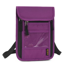 Croogo Passport Holder Travel Neck Wallet with RFID Blocking Passport Bag Credit Card Holder Wallet Messenger,Purple-HZB01
