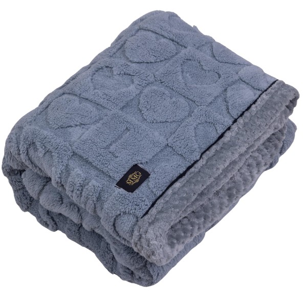 Charcoal Gray Luxury Sherpa-Knit Blanket – 60x80 Oversized Throw, Heart