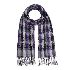 Basic Sense Woven Check Pattern, Neck Scarf, Shawl, Stole Wrap, Purple