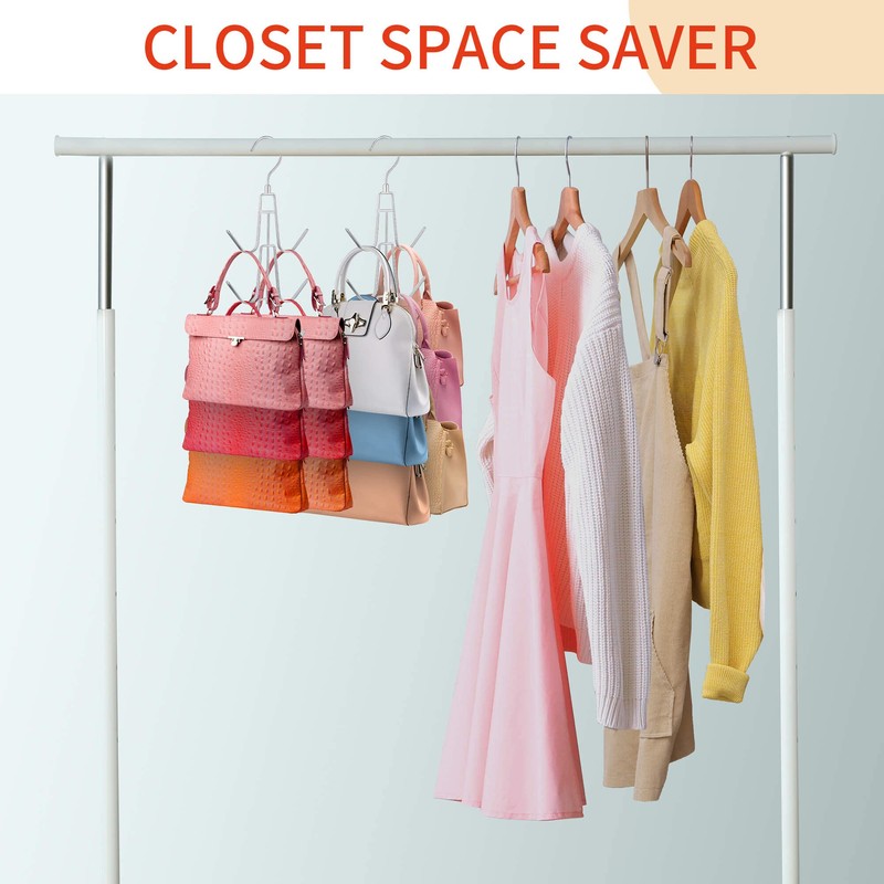 PODATOL Purse Hanger for Closet, Rotatable Bag Organizer, 6 Storage